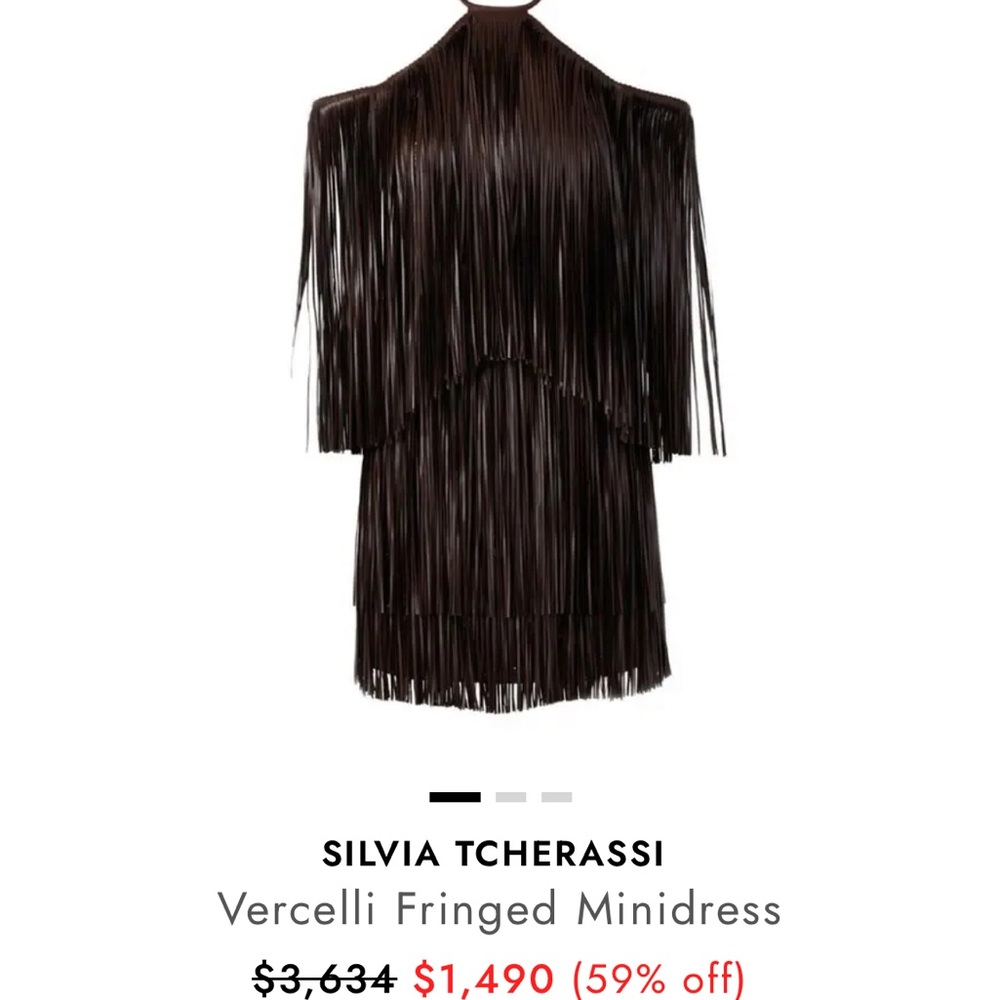 Silvia Tcherassi TAN Vercelli Fringed Minidress